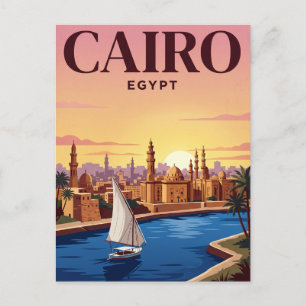 Vintage Travel Postcard Cairo, Egypt