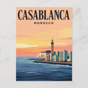 Vintage Travel Postcard Casablanca, Morocco