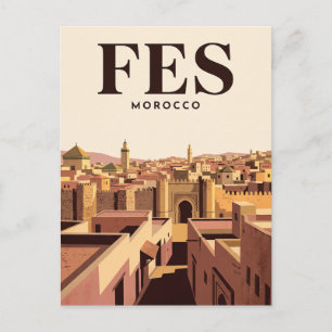 Vintage Travel Postcard Fes, Morocco