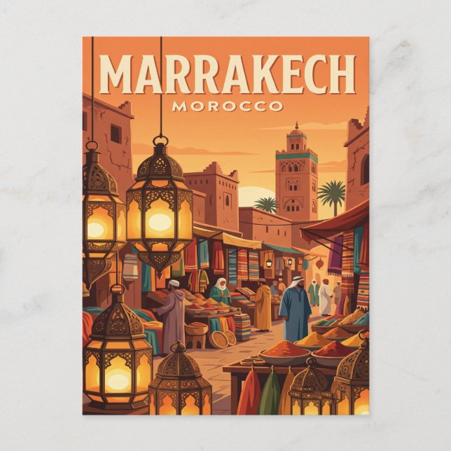 Vintage Travel Postcard | Marrakech Morocco (Front)