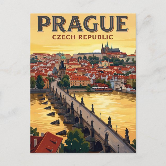 Vintage Travel Postcard Prague (Front)