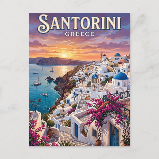 Vintage Travel Postcard Santorini (Front)