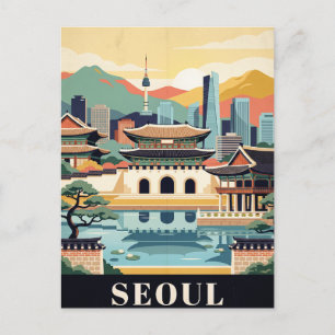 Vintage Travel Postcard Seoul