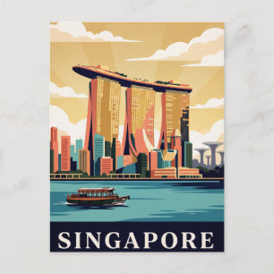 Vintage Travel Postcard Singapore