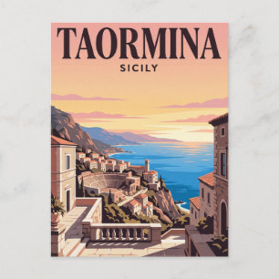 Vintage Travel Postcard Taormina, Italy