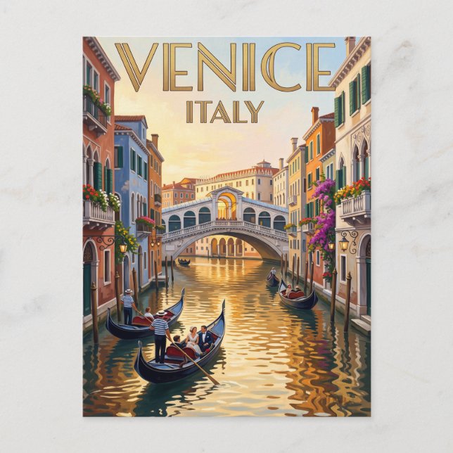 Vintage Travel Postcard Venice (Front)
