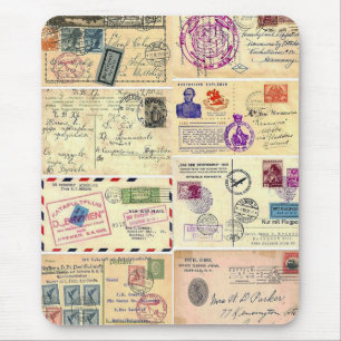 Vintage Travel Postcards Mouse Pad