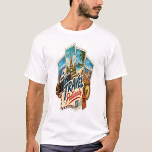 Vintage Travel Postcards Sticker – Retro World T-Shirt