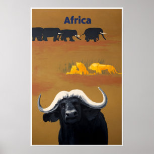 Vintage travel poste for Africa Poster