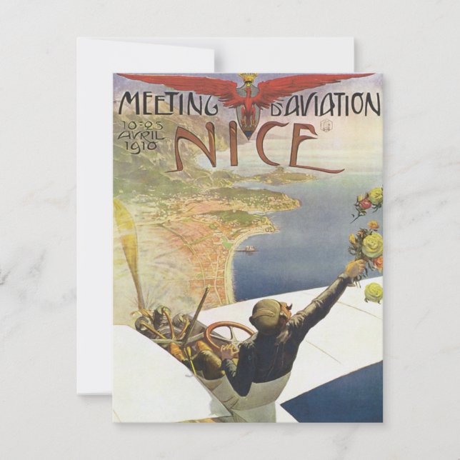 Vintage Travel Poster, Aeroplane over Nice France (Front)