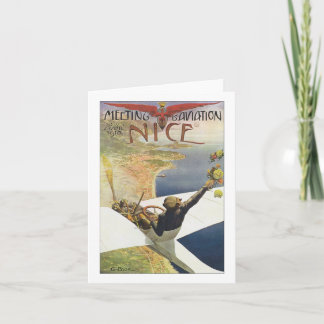Vintage Travel Poster, Aeroplane over Nice France Card