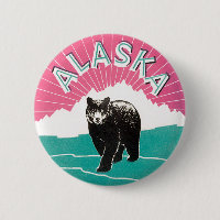 Vintage Travel Poster, Alaska Black Bear in Snow