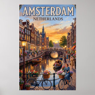 Vintage Travel Poster Amsterdam Wall Art