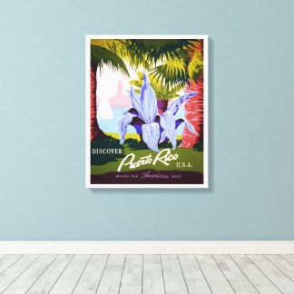 Vintage Travel Poster Art, Discover Puerto Rico! Canvas Print