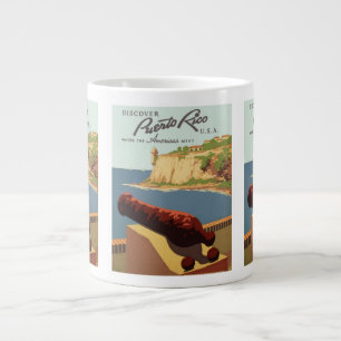 Vintage Travel Poster Art, Discover Puerto Rico! Large Coffee Mug
