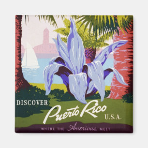 Vintage Travel Poster Art, Discover Puerto Rico! Magnet