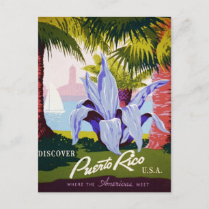 Vintage Travel Poster Art, Discover Puerto Rico! Postcard