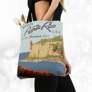 Vintage Travel Poster Art, Discover Puerto Rico! Tote Bag