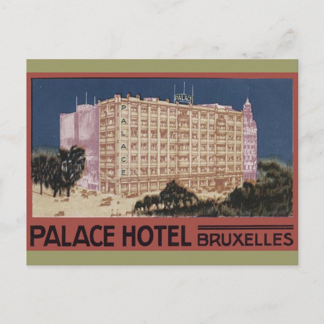 Vintage Travel Poster Art - Palace Hotel Bruxelles Postcard (Front)