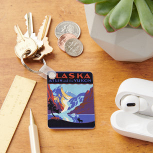 Vintage Travel Poster, Atlin and the Yukon, Alaska Key Ring