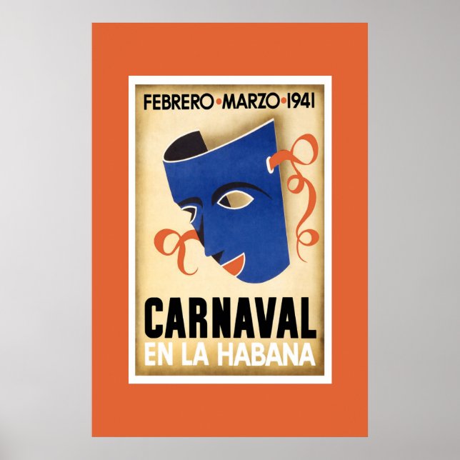 Vintage Travel Poster Carnaval Cuba En La Habana (Front)