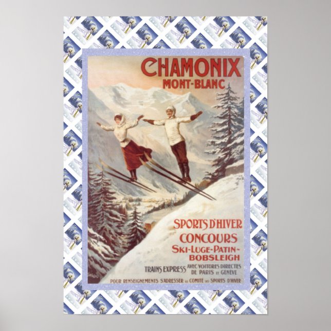 Vintage travel poster, Chamonix, Mont Blanc, Poster (Front)