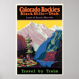 Vintage Travel Poster – Colorado Rockies, Black