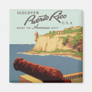 Vintage Travel Poster, Discover Puerto Rico! Magnet