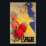 Vintage Travel Poster Espagne Spain Wall Deco Art<br><div class="desc">A reproduction print of an Art Deco poster promoting tourism to Spain. Digitally refurbished to bring out the original colours,  even better and fix as many imperfections as possible.</div>