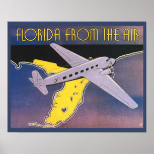 Vintage Travel Poster, Florida from Air Aeroplane Poster