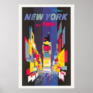 Vintage Travel Poster, Fly Twa, New York Poster