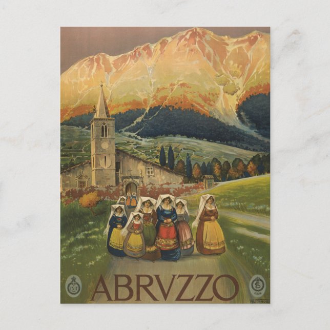 Vintage Travel Poster For Abruzzo, Italy. Postcard (Front)