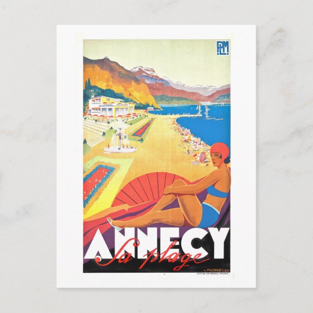 Vintage Travel Poster for Annecy, France, Postcard (Front)
