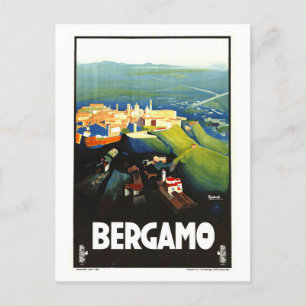 Vintage Travel Poster for Bergamo in Italy Postcard