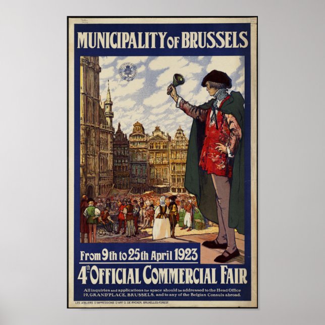 Vintage Travel Poster for Brussels (Front)