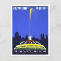 Vintage Travel Poster for Buckingham Fountain