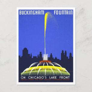 Vintage Travel Poster for Buckingham Fountain Postcard
