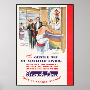 Vintage Travel Poster for French Line Ships