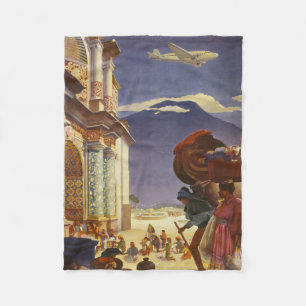 Vintage Travel Poster For Guatemala Fleece Blanket
