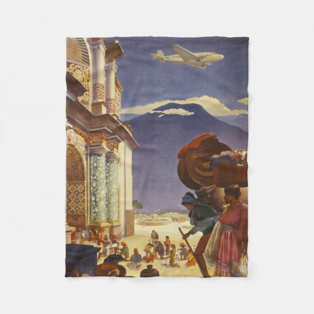 Vintage Travel Poster For Guatemala Fleece Blanket (Front)