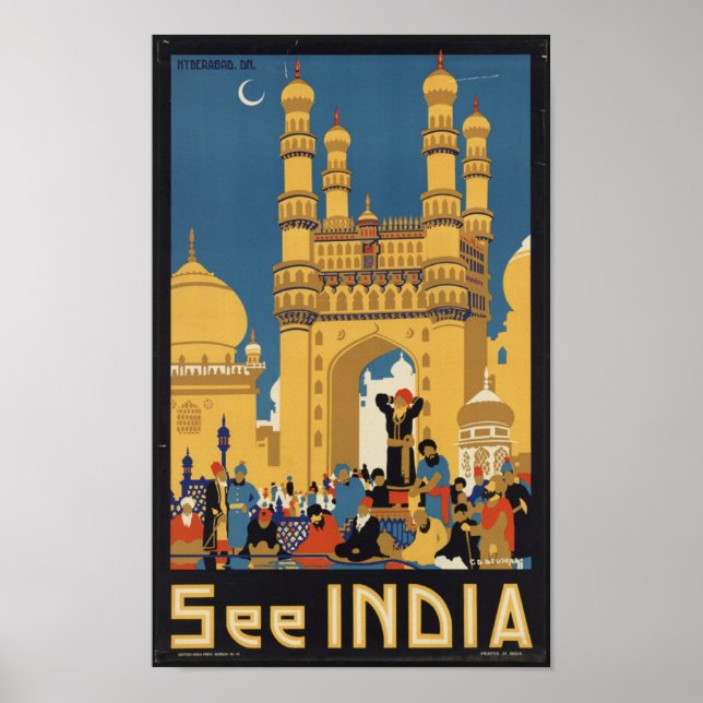 Vintage Travel Poster for India (Front)