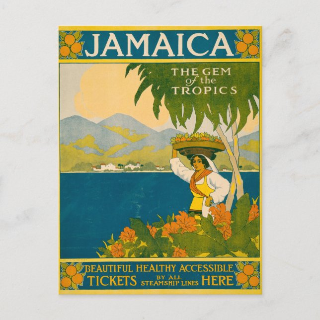 Vintage Travel Poster For Jamaica Postcard (Front)