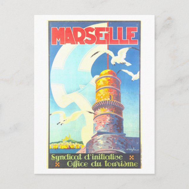 Vintage Travel Poster for Marseille, France, Postcard (Front)