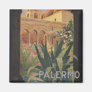 Vintage Travel Poster For Palermo, Italy. Magnet