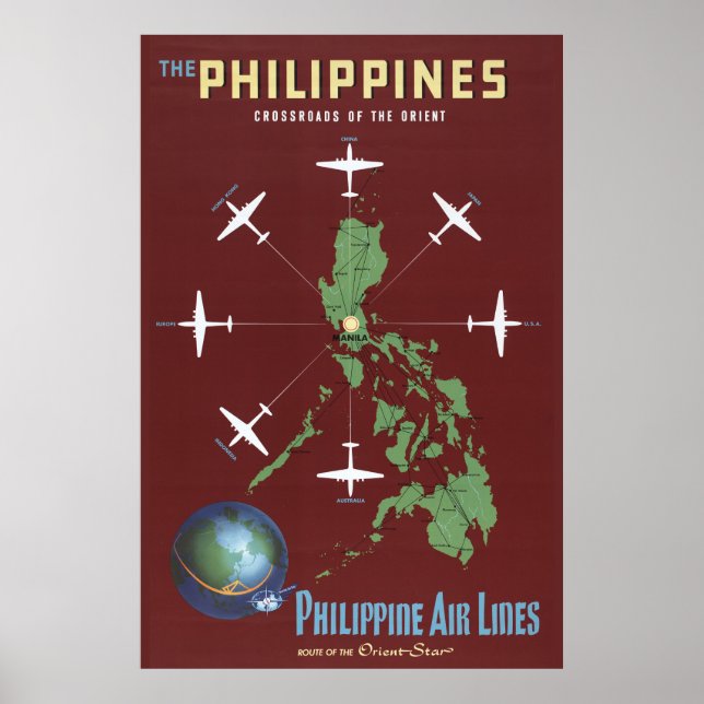 Vintage Travel Poster For Philippine Air Lines (Front)
