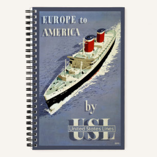 Vintage Travel Poster For United States Lines Notebook