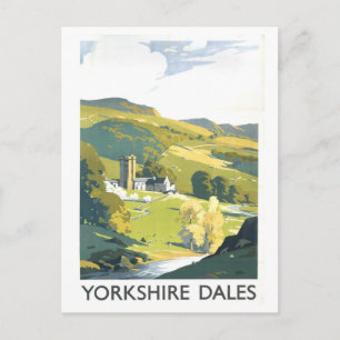Vintage Travel Poster for Yorkshire Dales Postcard