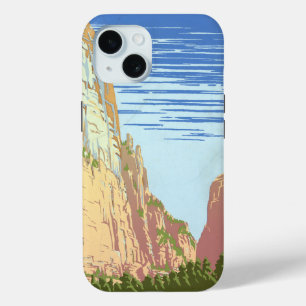 Vintage Travel Poster For Zion National Park iPhone 15 Case