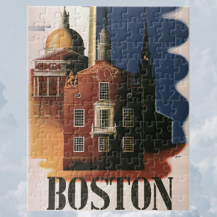 Vintage Travel Poster from Boston, Massachusetts Jigsaw Puzzle