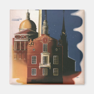 Vintage Travel Poster from Boston, Massachusetts Magnet